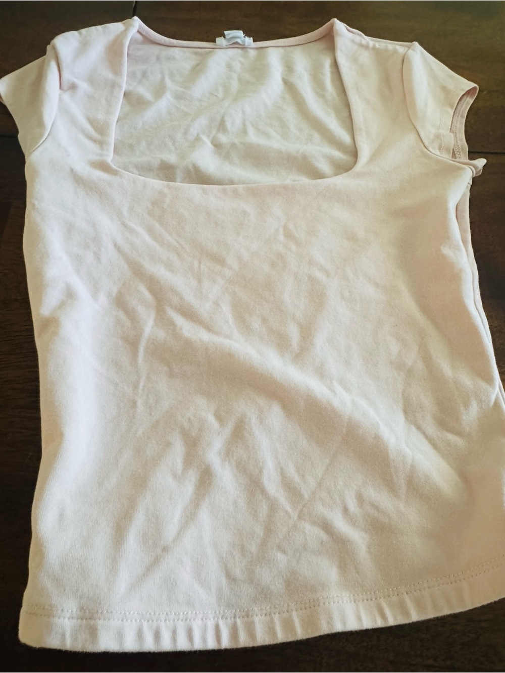 Garage Light Pink Square Neck Short Sleeve Top